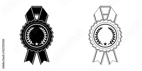 medallion silhouette with ribbon. Vector design elements. Award winning symbol.