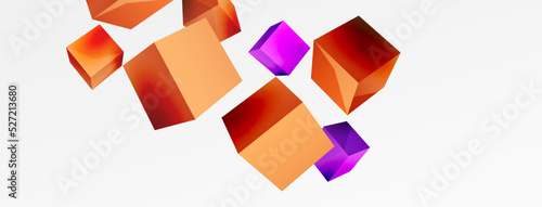 3d cubes vector abstract background. Composition of 3d square shaped basic geometric elements. Trendy techno business template for wallpaper  banner  background or landing