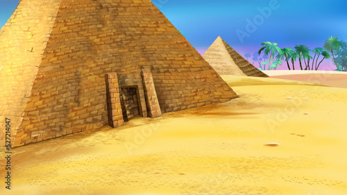 Egyptian pyramids of Giza illustration