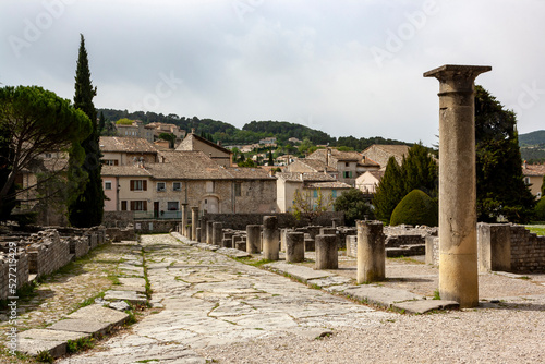 View of the Roman ruins of the Vaison la Romaine archaeological park in Provence  France