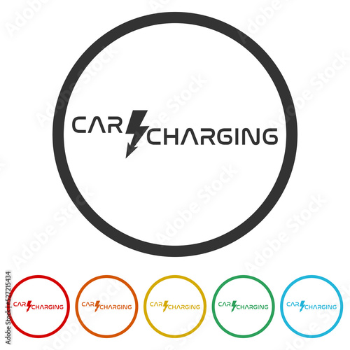 Wallpaper Mural Electric car charging station icon. Set icons in color circle buttons Torontodigital.ca