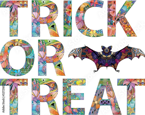 TRICK OR TREAT. Vector decorative zentangle object