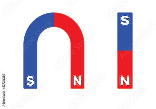 U magnet and bar magnet. Vector illustration