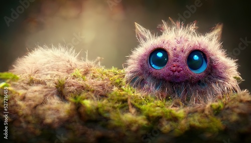 illustration of fluffy monster with cute eyes