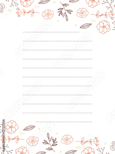 オレンジと茶色のお花のお手紙フレーム