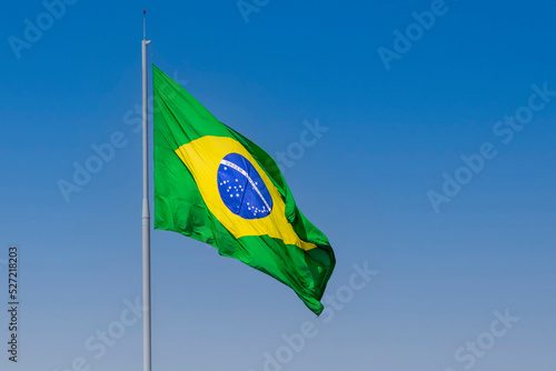 Brazilian flag fluttering in the wind. september 7th independence of brazil