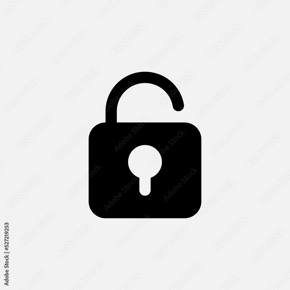 Unlock icon in solid style about user interface, use for website mobile app presentation Unlock icon in solid style about user interface, use for website mobile app presentation