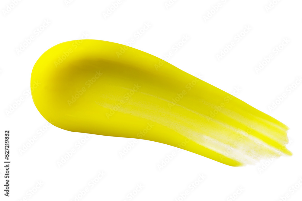 Yellow gel abstract colour smear. Yellow dye hair smudge isolated on white background. Yellow gel abstract colour smear. Yellow dye hair smudge isolated on white background.