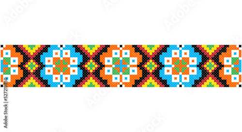 Embroidered good like old handmade cross-stitch ethnic Ukraine pattern. Ukrainian towel ornament, rushnyk called, vector.