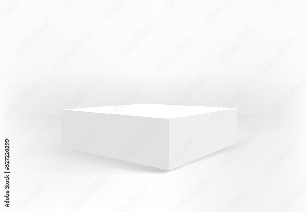 White interior with empty stand. 3d vector showcase White interior with empty stand. 3d vector showcase