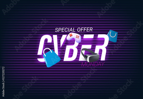 The Cyber monday vector concept. 3d vector illustration