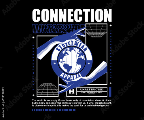 Hand connected to the whole universe t shirt design, vector graphic, typographic poster or tshirts street wear and Urban style