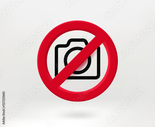 No photo concept with digital camera icon. 3d vector illustration