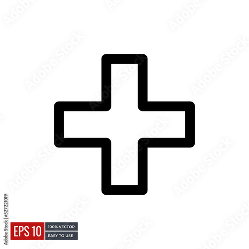Free Download Medical cross symbol icon vector. minimal line icons perfect for health web or app designs. Simple illustration. - GFXLoad