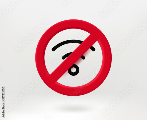 No internet connection concept with wifi icon. 3d vector illustration