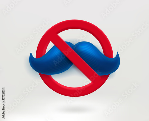 No shaving concept with moustache icon. 3d vector illustration