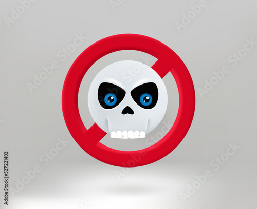 No death concept with skull icon. 3d vector illustration
