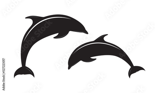 Cute dolphin jumping vector isolated on white. Bottle nose dolphin.