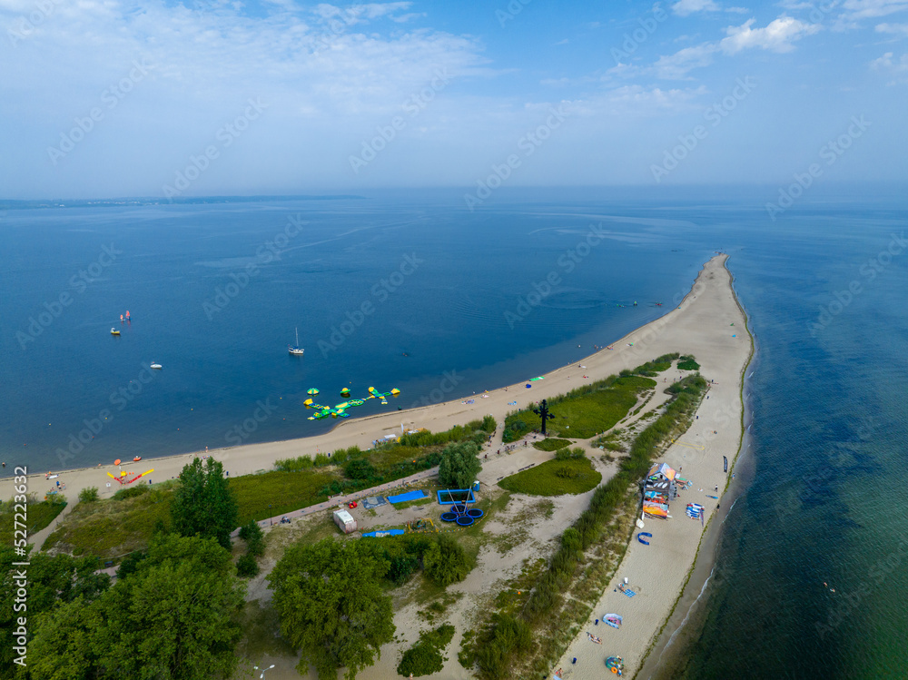 Rewa, Poland. Aerial View of Rewski Peninsula in Summer at the Baltic Sea in Rewa, Pomeranian Voivodship, Poland. 