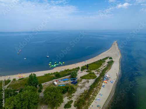Rewa, Poland. Aerial View of Rewski Peninsula in Summer at the Baltic Sea in Rewa, Pomeranian Voivodship, Poland. 