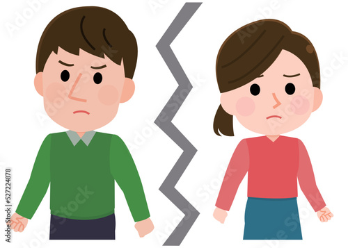 離婚する夫婦　不仲な男女　イラスト