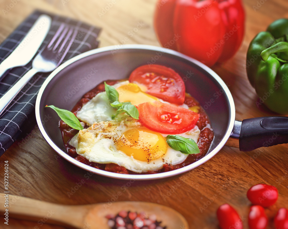 Delicious shakshouka made in an appetizing way at home Delicious shakshouka made in an appetizing way at home