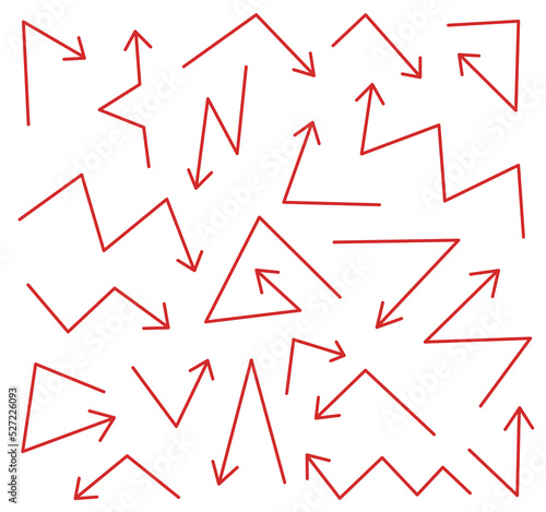 Angular arrows set collection. Vector line. Editable outline stroke thickness.