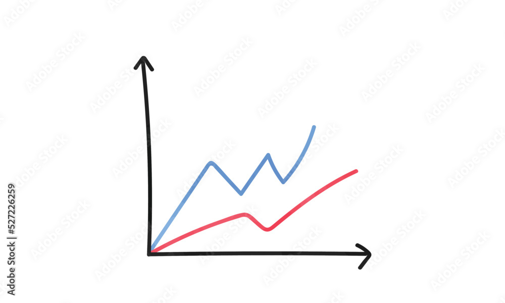 Line chart clipart. Simple line chart watercolor style vector illustration isolated on white. Minimalist line chart data and analytics diagram cartoon hand drawn doodle style. Business concept drawing Line chart clipart. Simple line chart watercolor style vector illustration isolated on white. Minimalist line chart data and analytics diagram cartoon hand drawn doodle style. Business concept drawing
