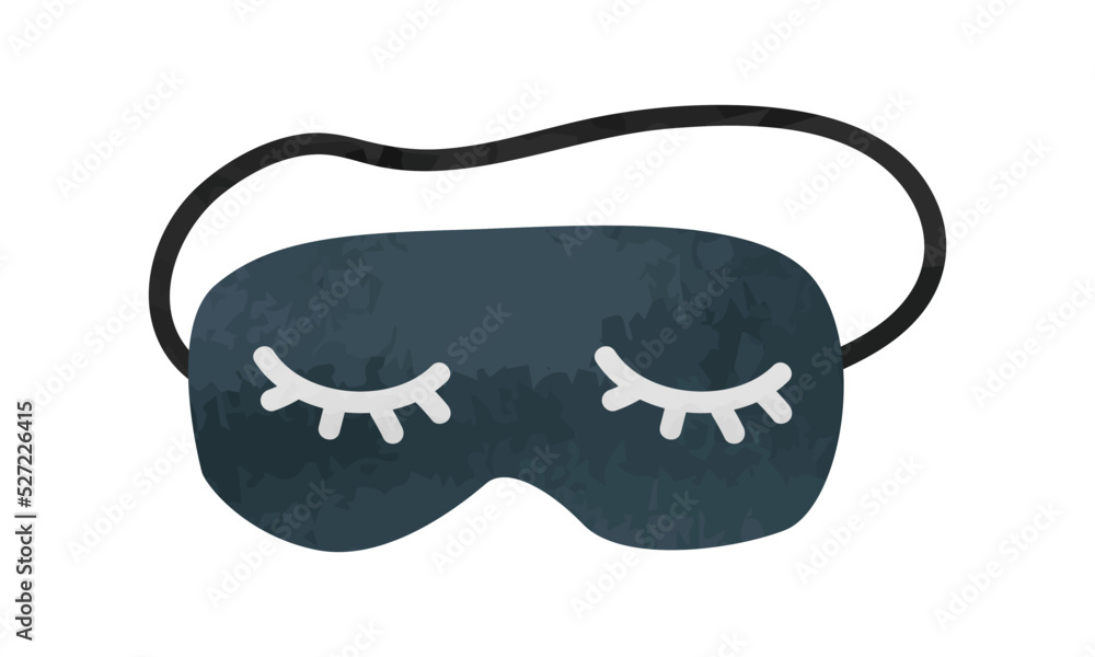 Black sleep mask clipart. Simple sleeping eyes mask watercolor style