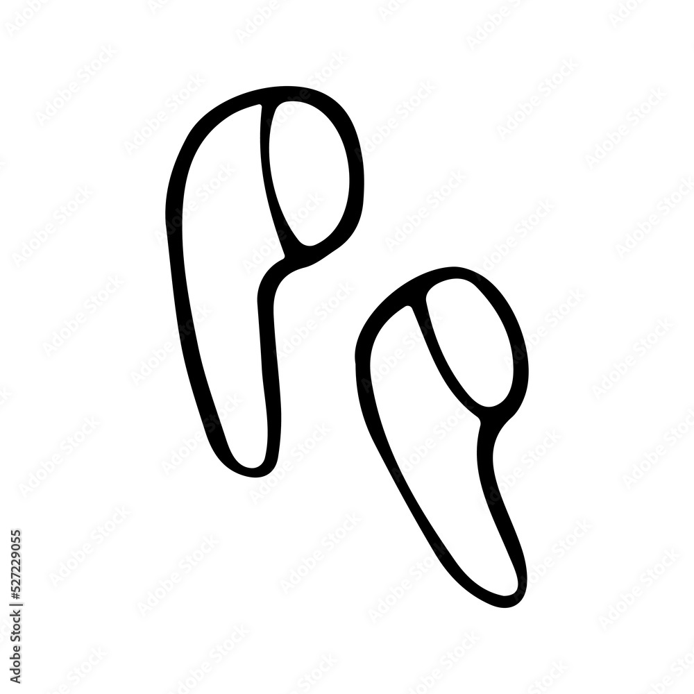 Wireless headphones in doodle style isolated on a white. Hand-drawn vector illustration Wireless headphones in doodle style isolated on a white. Hand-drawn vector illustration