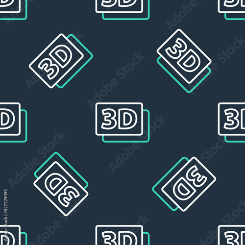 Line 3D word icon isolated seamless pattern on black background. Vector