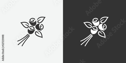 Flower bouquet vector icon. Black and white vector symbols for your design. Vector illustration eps10