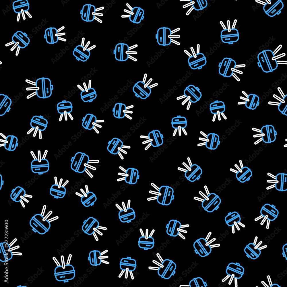 Line Barbecue grill icon isolated seamless pattern on black background. BBQ grill party. Vector Line Barbecue grill icon isolated seamless pattern on black background. BBQ grill party. Vector