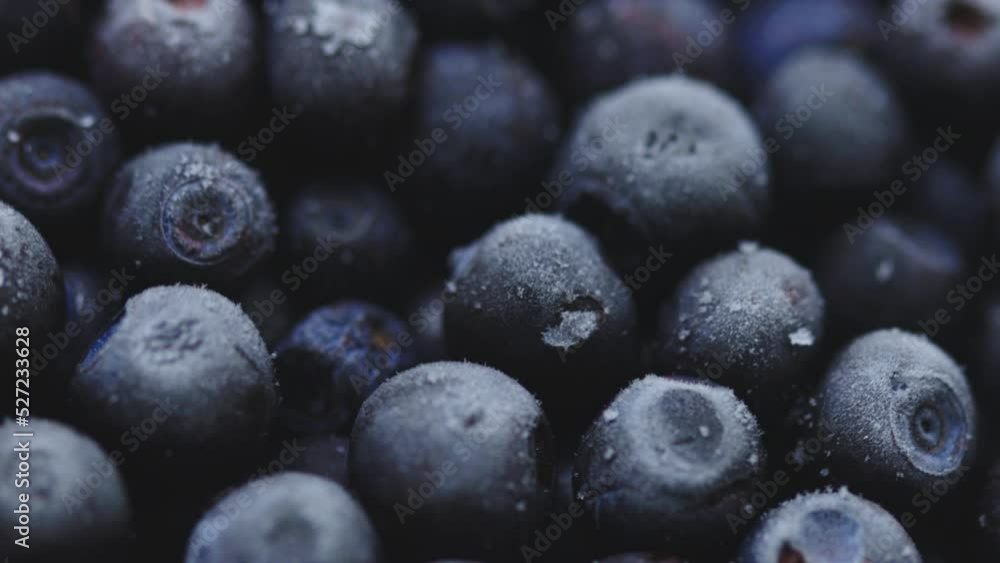 Frozen blueberries rotate in a circle. wild berry Frozen blueberries rotate in a circle. wild berry