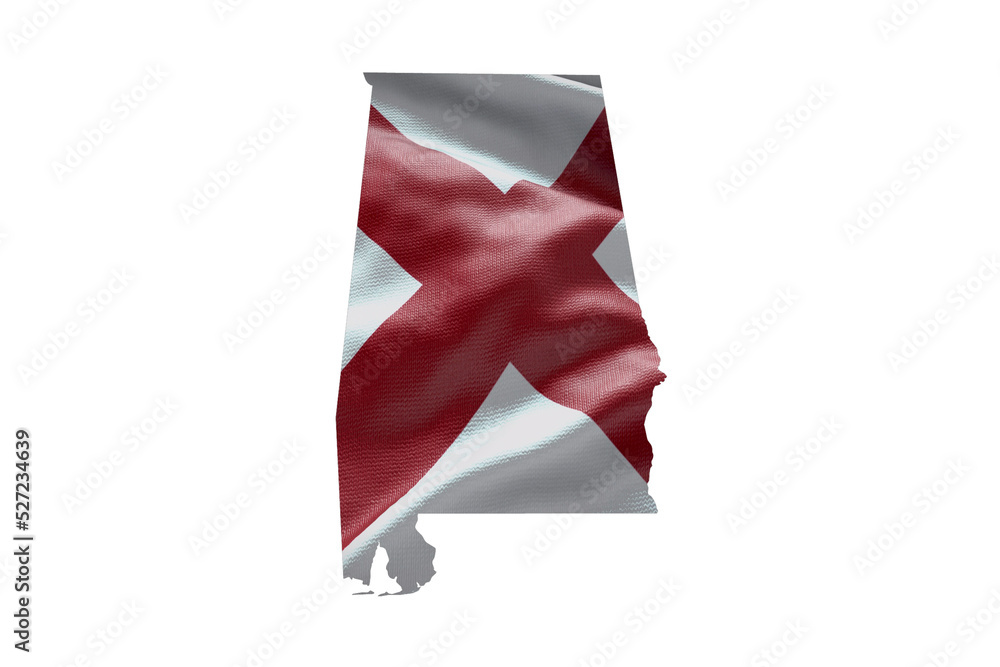 Fototapeta premium Alabama state map shape with flag. PNG icon