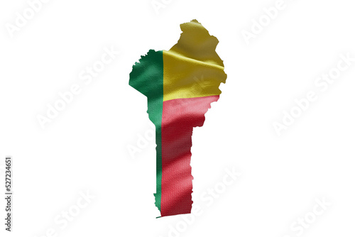 Benin map outline icon. PNG alpha channel. Country with national flag