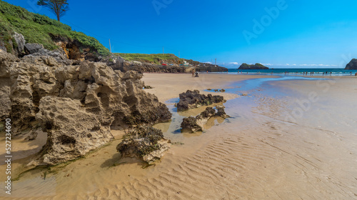 Coastline and Cliffs, Urban Beach of Celorio, Las Cámaras Beach, Palombina Beach, Protrected Landscape of the Oriental Coast of Asturias, Celorio, Llanes, Asturias, Spain, Europe photo