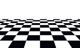 Checkered background in perspective. Black and white square pattern.