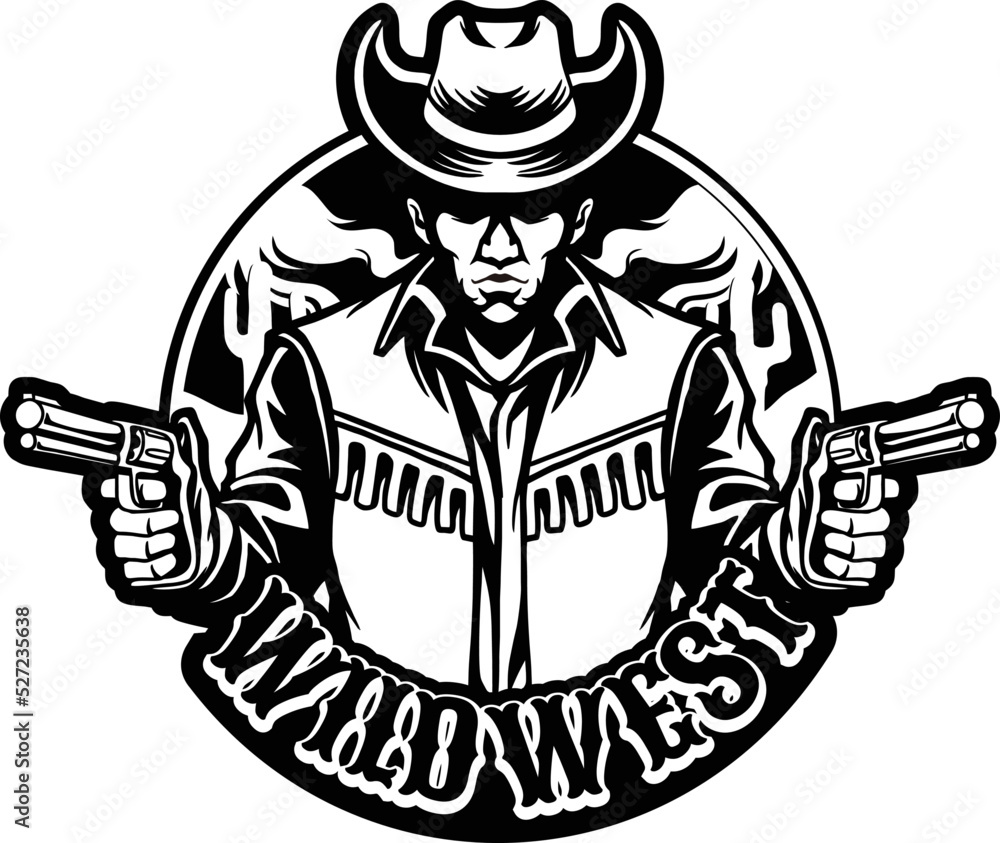 Cowboy Wild West Mascot Silhouette Vector illustrations for your work Logo, mascot merchandise t-shirt, stickers and Label designs, poster, greeting cards advertising business company or brands.