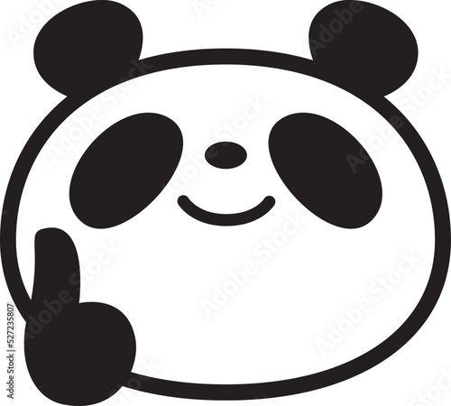 シンプルパンダ顔アイコン　人差し指でおすすめポーズ