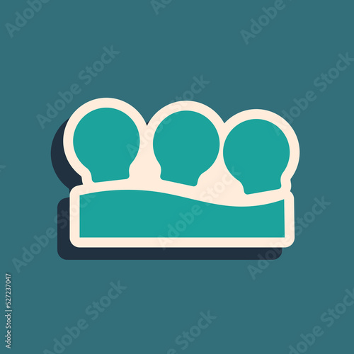 Green Vacuum cans icon isolated on green background. Massage jars for face and body. Medical anticellulite cups. Long shadow style. Vector