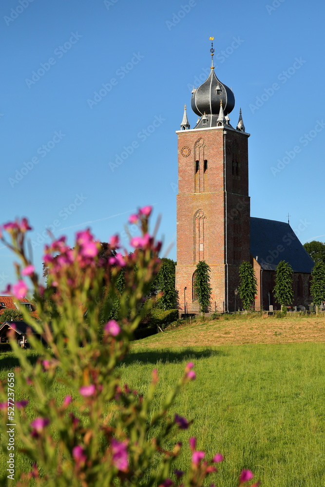 The protestant church (or Saint John the Baptist church) of Deinum, Friesland, Netherlands, located in the village of Deinum close to Leeuwarden. This church is listed as Rijksmonument