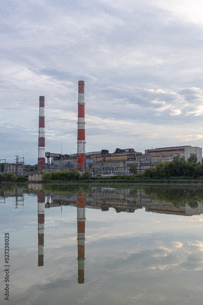 old factory stands near the lake old factory stands near the lake