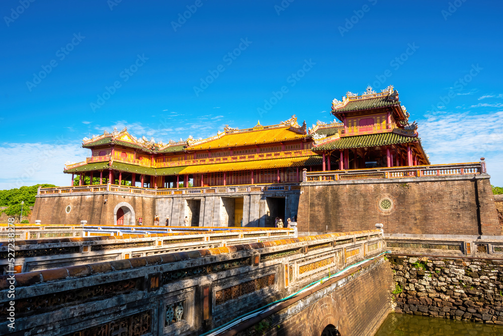 inside of the Hue Citadel in Vietnam. Imperial Palace moat ,Emperor palace complex, Hue city, Vietnam. Travel and landscape concept inside of the Hue Citadel in Vietnam. Imperial Palace moat ,Emperor palace complex, Hue city, Vietnam. Travel and landscape concept
