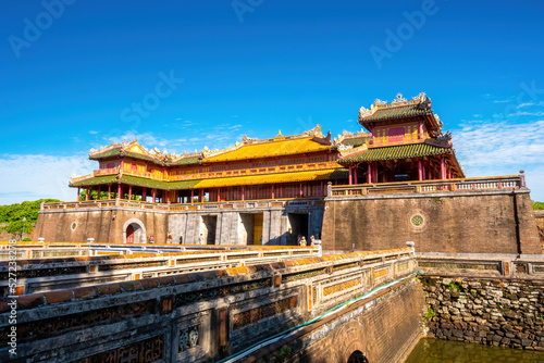 inside of the Hue Citadel in Vietnam. Imperial Palace moat ,Emperor palace complex, Hue city, Vietnam. Travel and landscape concept