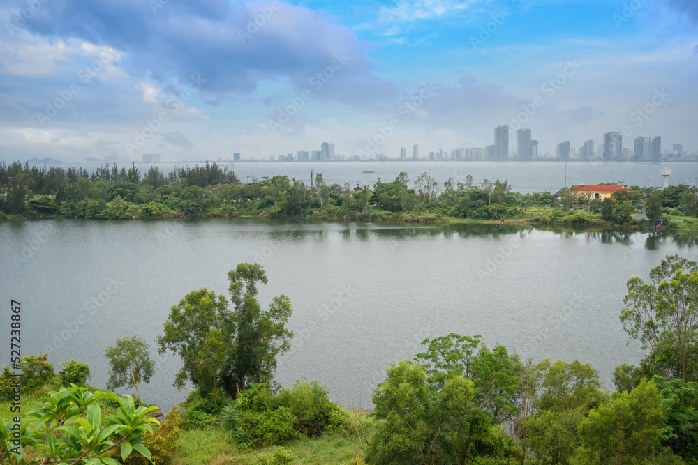 Fototapeta premium Ho Xanh (Green Lake) which is a very famous destination for the couples in their wedding in Son Tra, Da Nang province, Vietnam