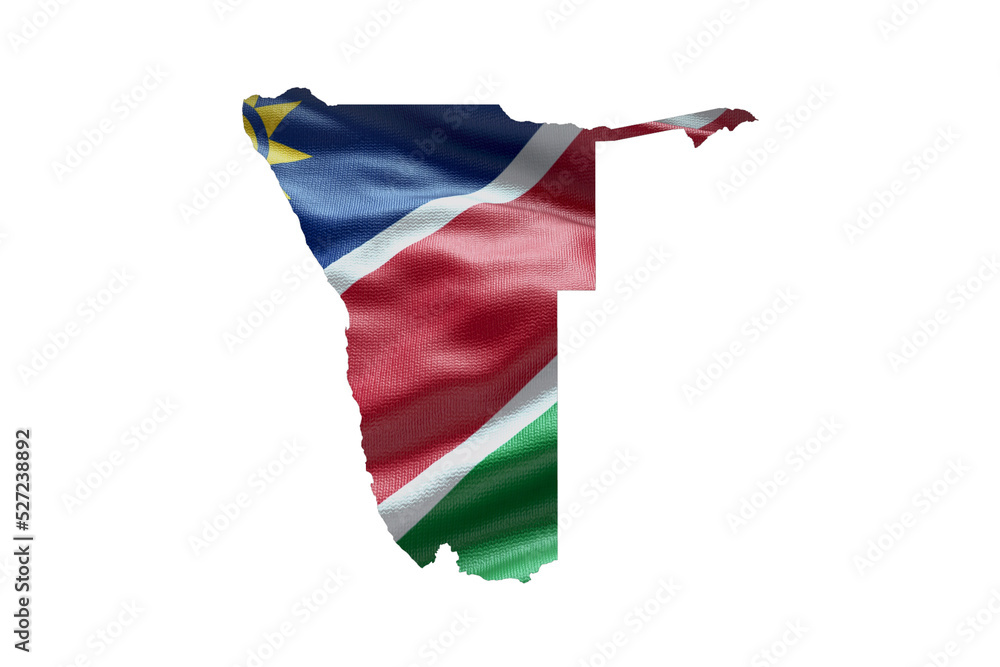 Namibia country shape with national flag. Map outline contour. PNG icon with alpha channel Stock