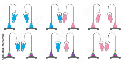 Graphic illustration demonstrates the concept of people's sexual orientation. Isolated vector illustration.