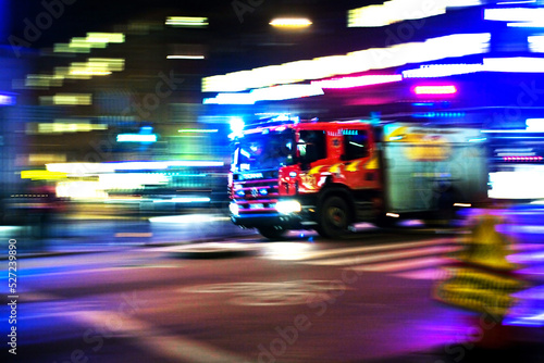 Fast moving fire truck