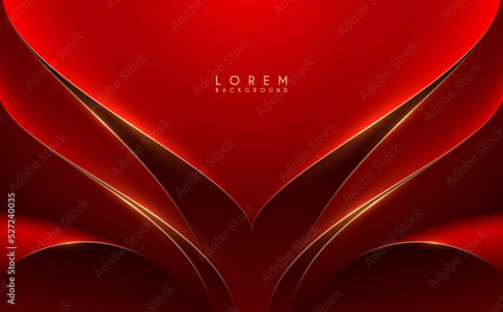 Abstract red and gold shapes background - obrazy, fototapety, plakaty 